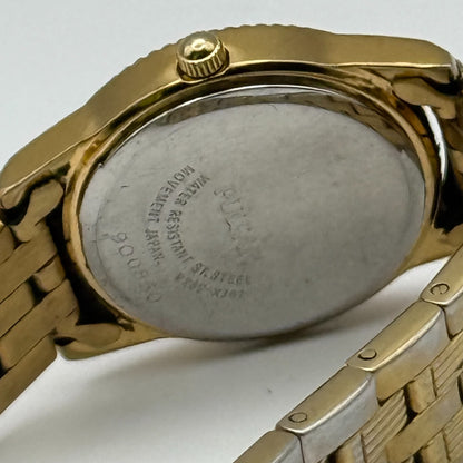 Pulsar Ladies Quartz Watch Crystal Markers Date Gold Tone Bracelet Working 25mm