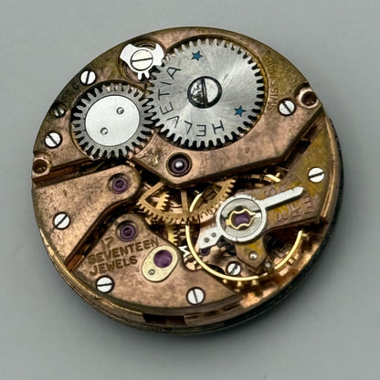 Helvetia 82C Watch Movement Manual Wind Vintage Swiss 17 Jewels Parts 23.1mm