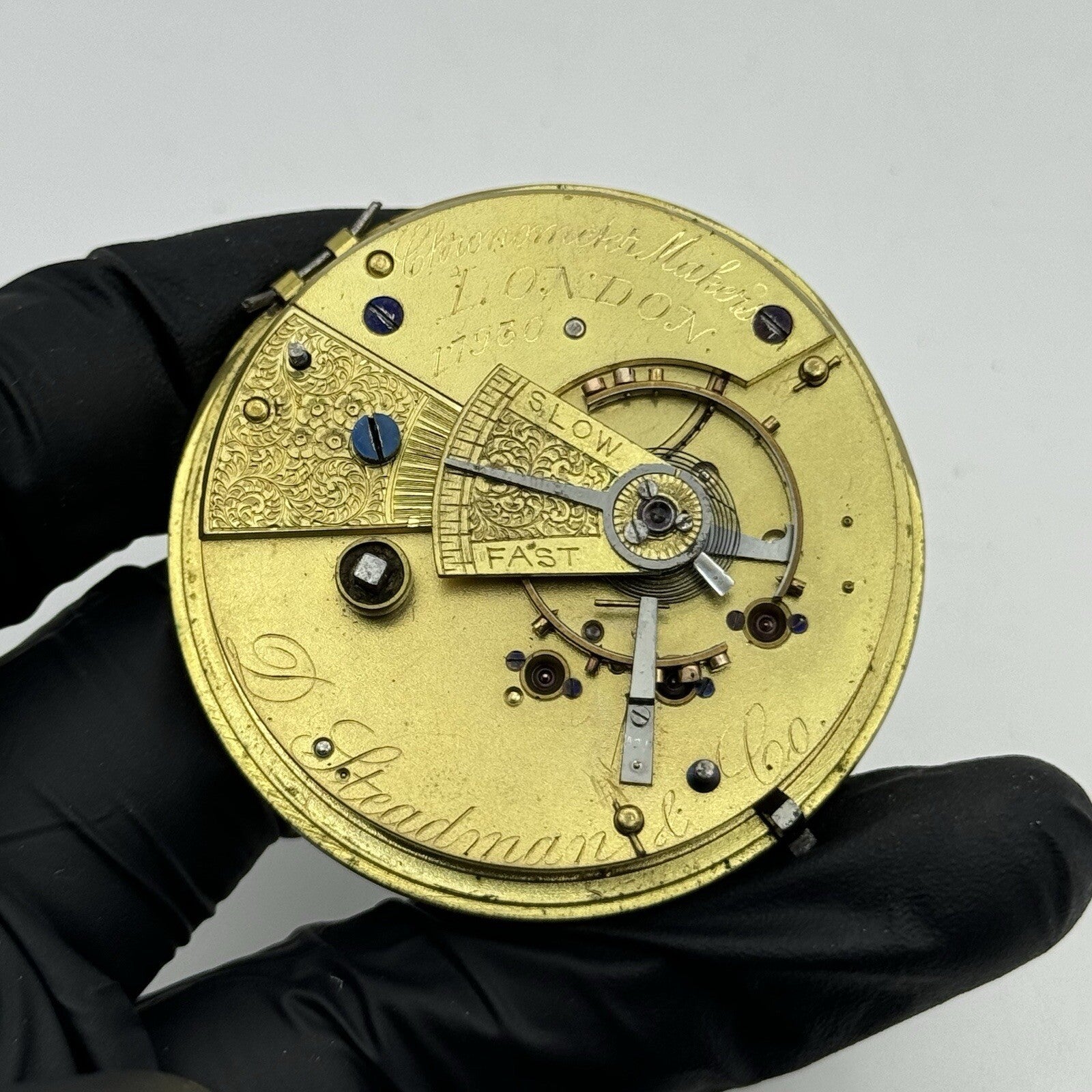 51.9mm Antique Oversized Fusee D Steadman London Pocket Watch Movement To Repair
