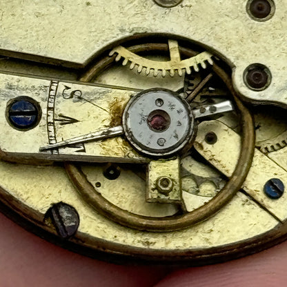 44mm Antique Key Wound Pocket Watch Movement Dial PARTS REPAIR SPARES