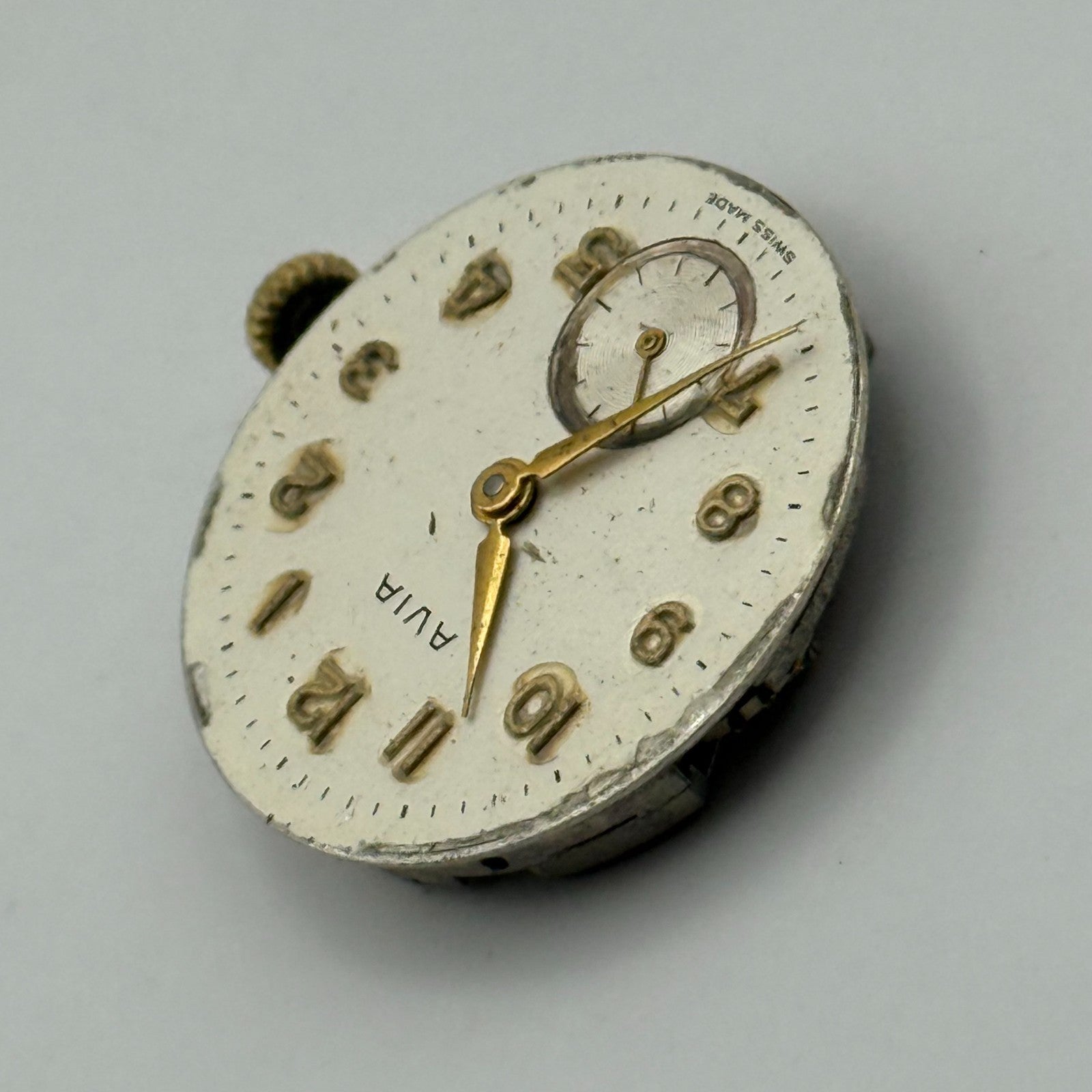 AS 1002 984 Watch Movement Avia Running Manual Wind Vintage Parts Repair 23.6mm