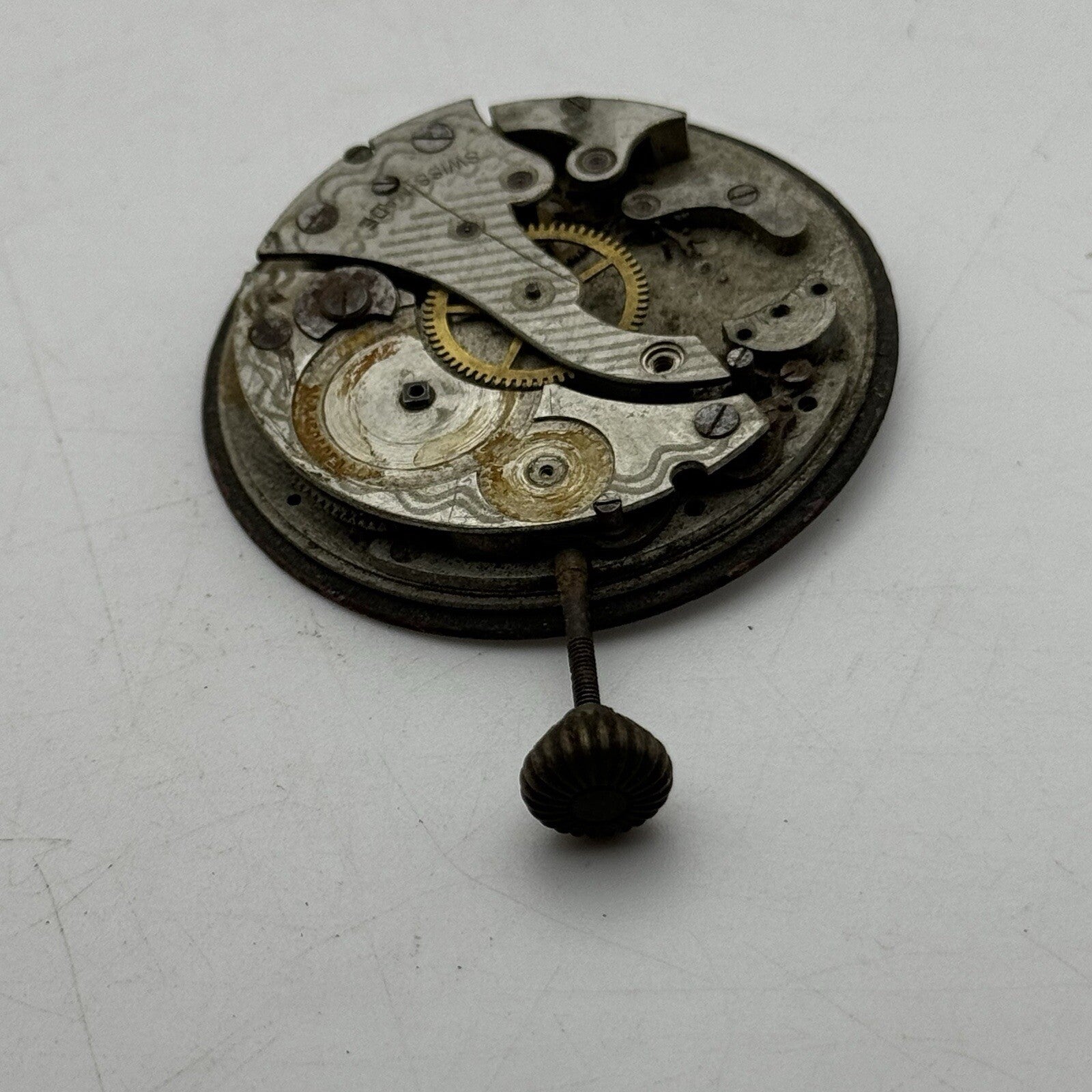 42.5mm Interesting Swiss Top Wind Pocket Watch Movement Dial FOR PARTS