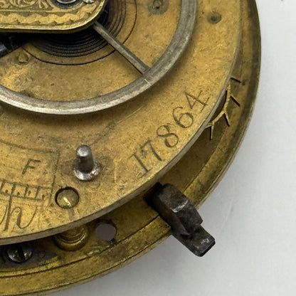 Fusee Pocket Watch Movement Antique English Wolverhampton Parts Repair 44.8mm