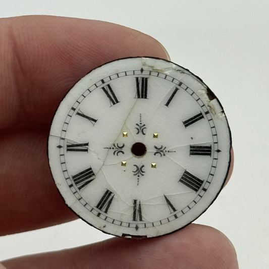 29.3mm Antique Beautiful Porcelain Patterned Pocket Watch Dial Spares Parts