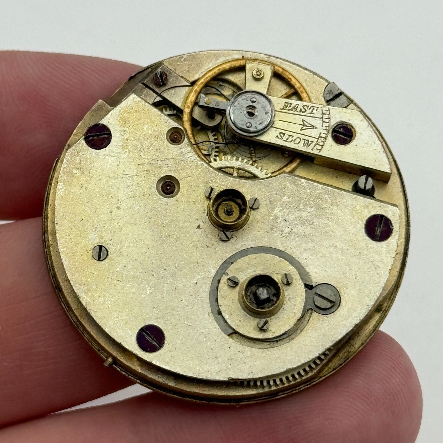 36.5mm Antique Key Wound Beautiful Gold Plated Dial Pocket Watch Movement PARTS