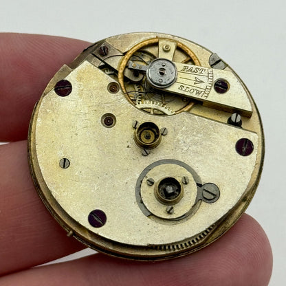 36.5mm Antique Key Wound Beautiful Gold Plated Dial Pocket Watch Movement PARTS