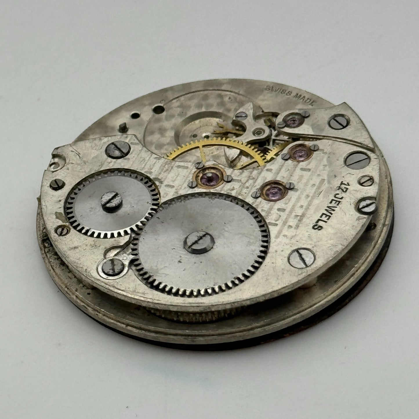 43mm Unidentified High Grade 17 Jewels Swiss Pocket Watch Movement PARTS