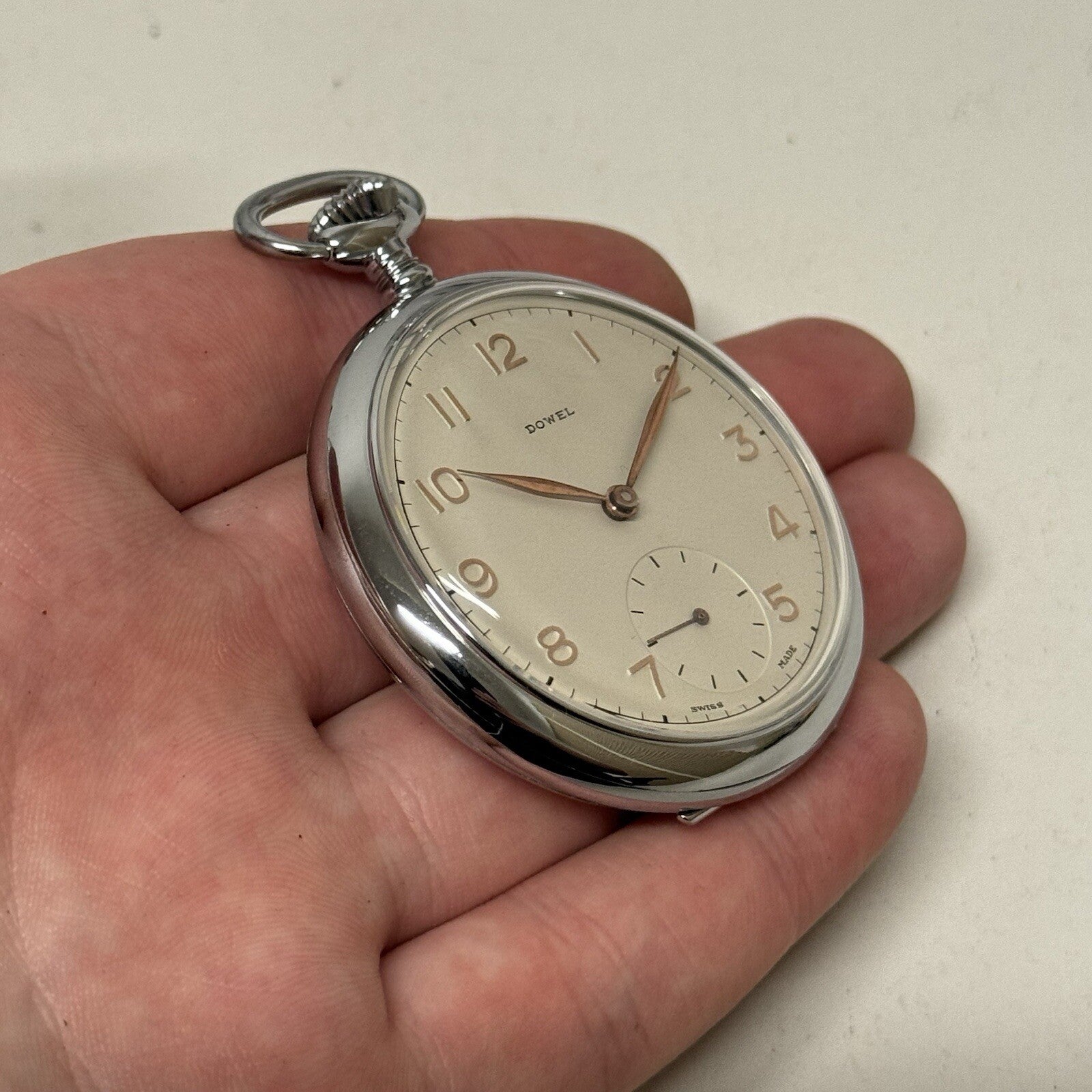 49mm Vintage Dowel NEW OLD STOCK Open Face Sub Seconds Pocket Watch TO SERVICE