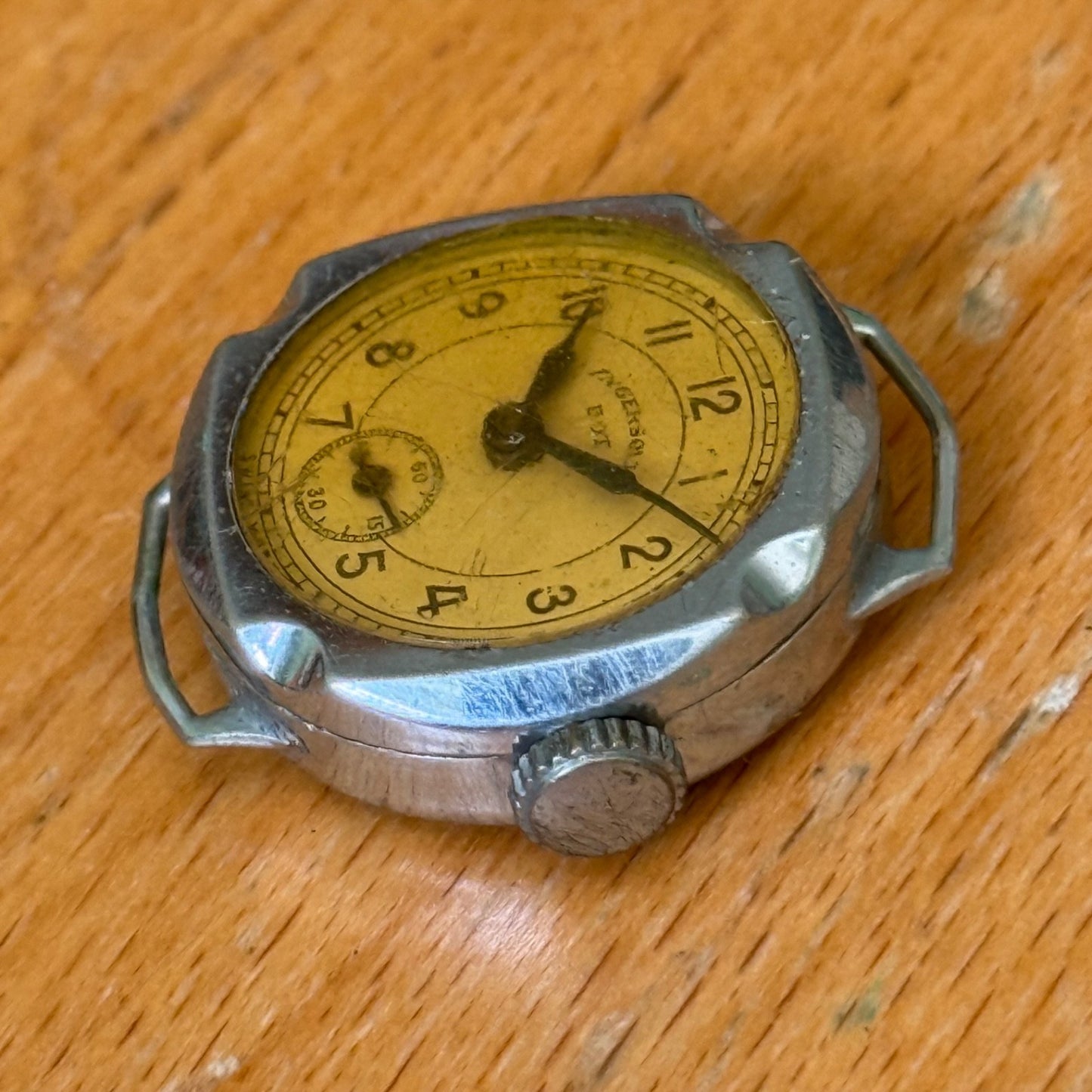 25mm Vintage Ingersoll Dot Nickel Chromium Swiss Manual Wind Watch PARTS REPAIR