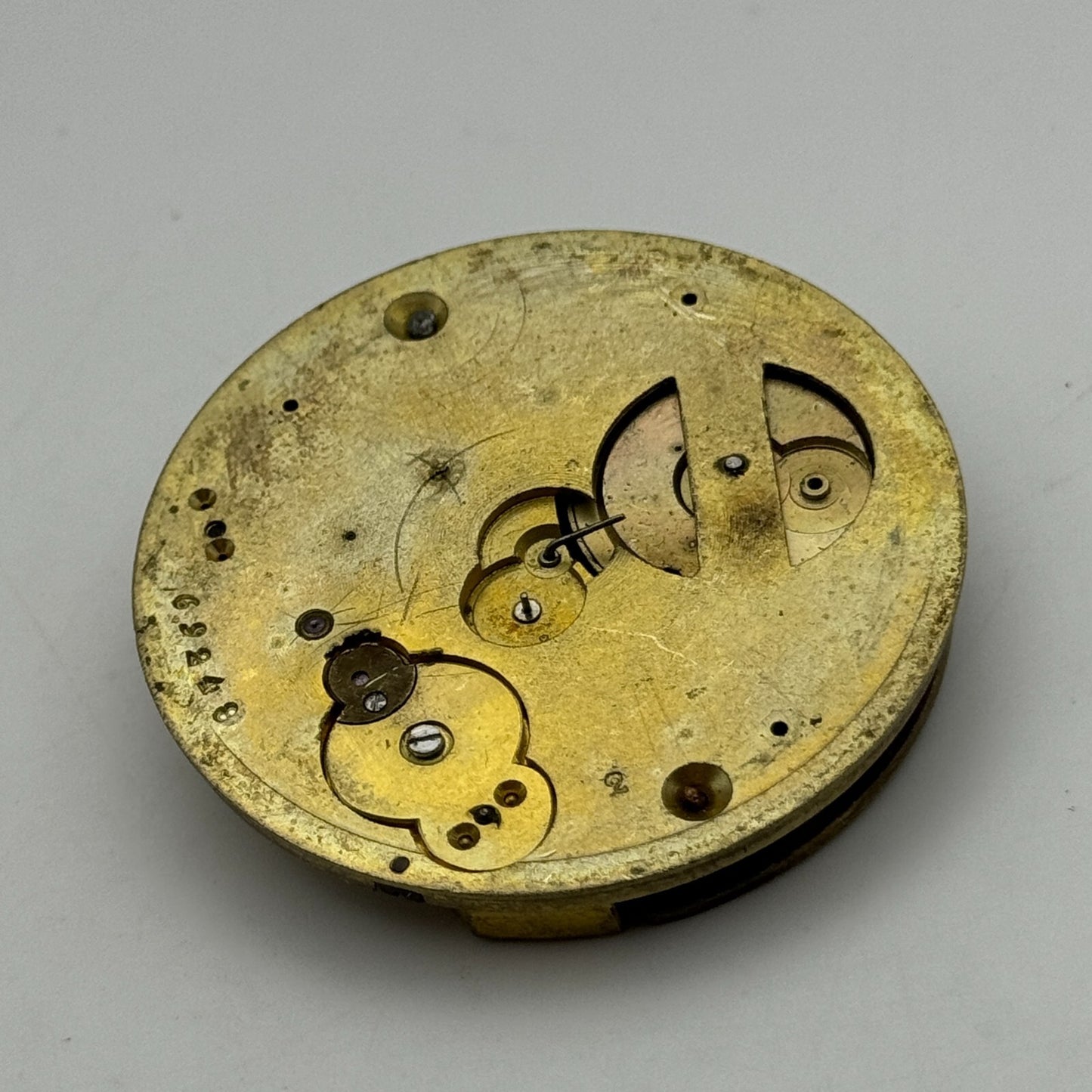 47.6mm Antique Muret Geneve Key Wound Pocket Watch Movement PARTS REPAIR SPARES