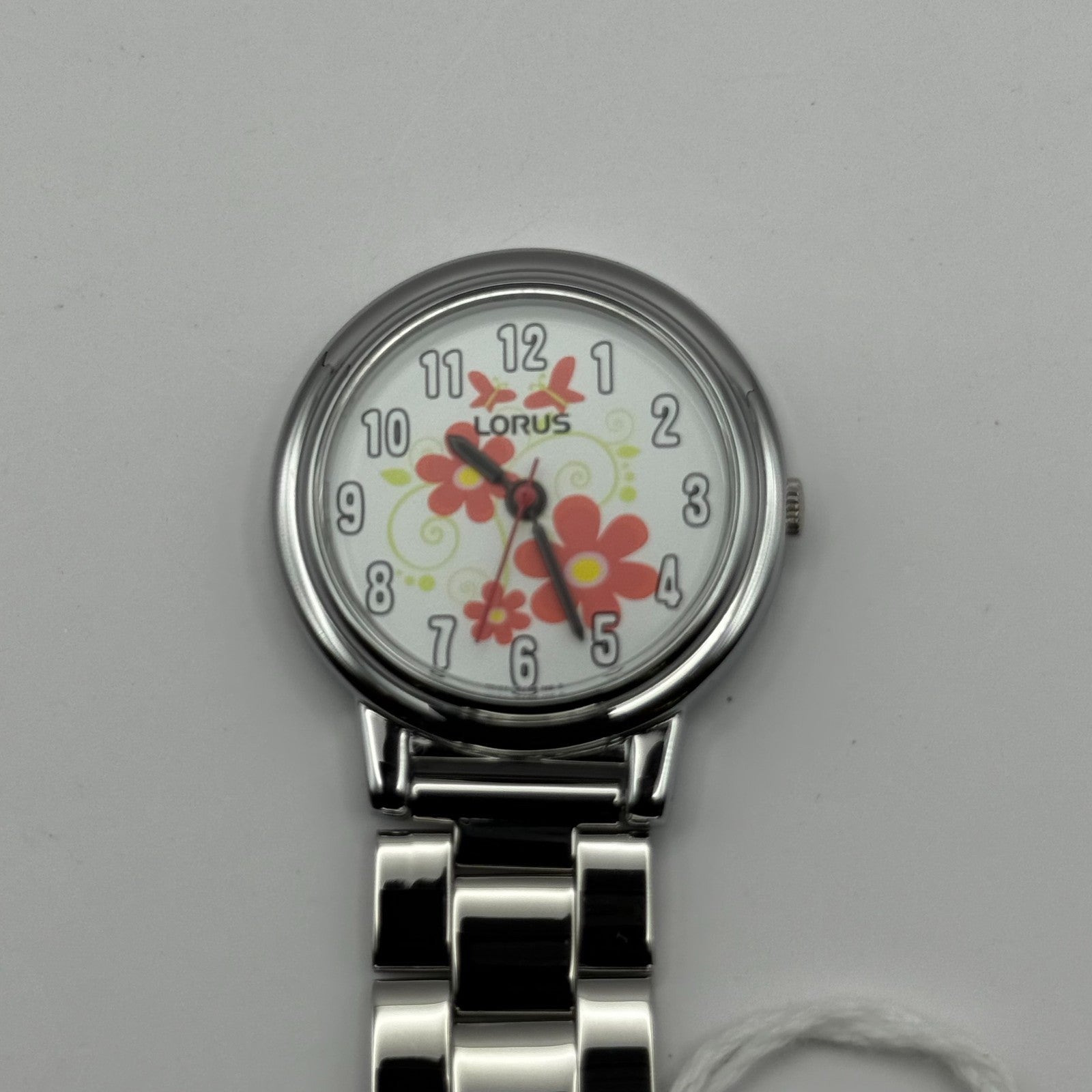 Lorus Ladies Quartz Fob Nurse Watch Floral Dial Steel Japan Working 29mm