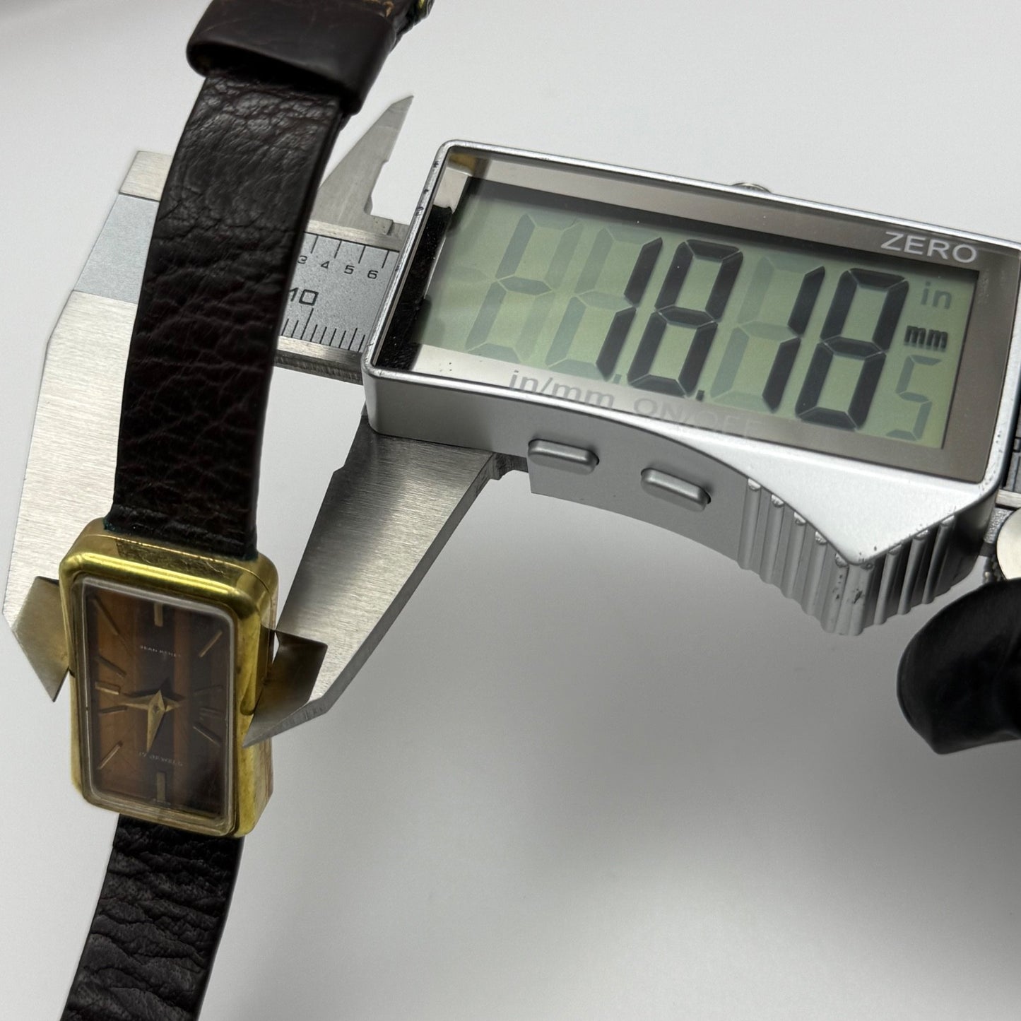 18mm Vintage Jean Renet Brown Dial 17 Jewels Manual Wind Watch PARTS / REPAIR