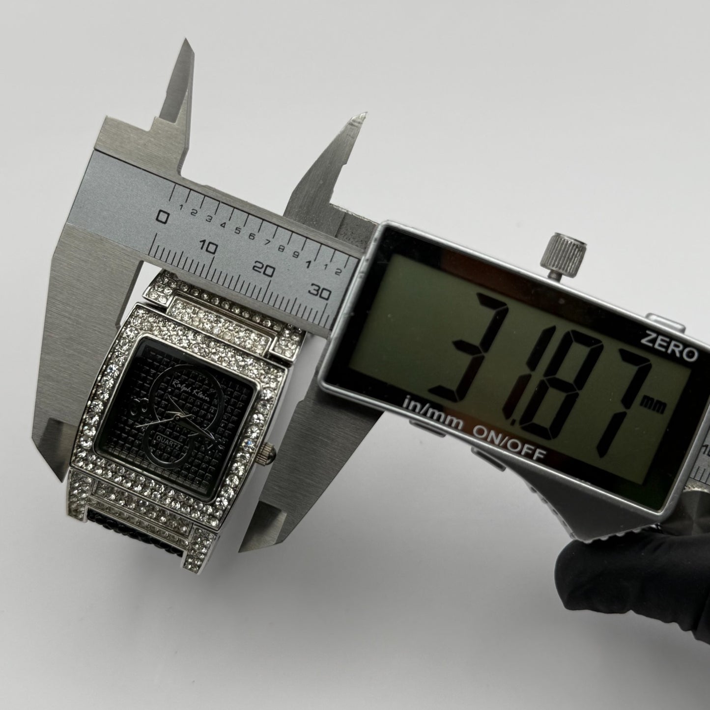 Ralph Klein CNL Ladies Quartz Watch Black Dial Crystal Bezel Working 29mm