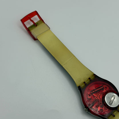 1992 Swatch Taj Mahal India Delhi Blue Strap Quartz Watch Swiss + Box 34mm