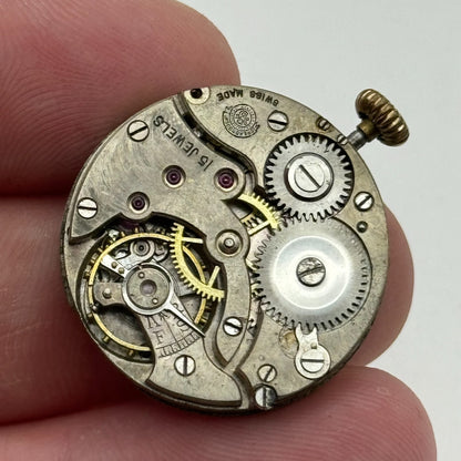 25mm Dreadnought Balance Ok Trench Watch Movement 15 Jewels Vintage Swiss PARTS