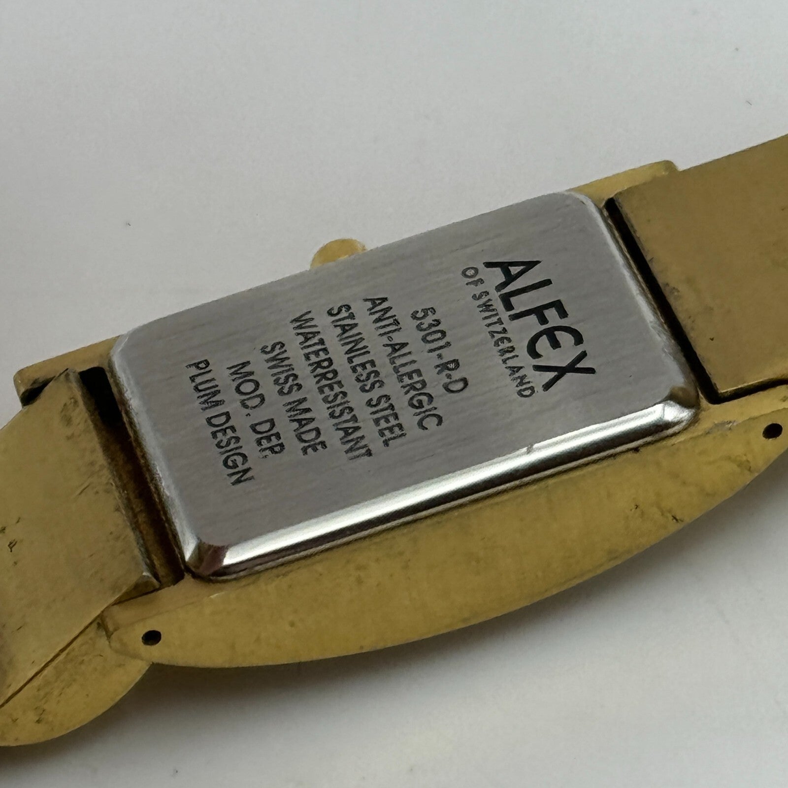 19mm Working Alfex 5301-R-D Plum Design Gold Plated Vintage Quartz Watch 6 Inch