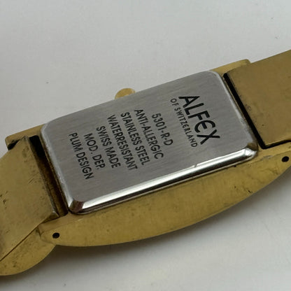 19mm Working Alfex 5301-R-D Plum Design Gold Plated Vintage Quartz Watch 6 Inch