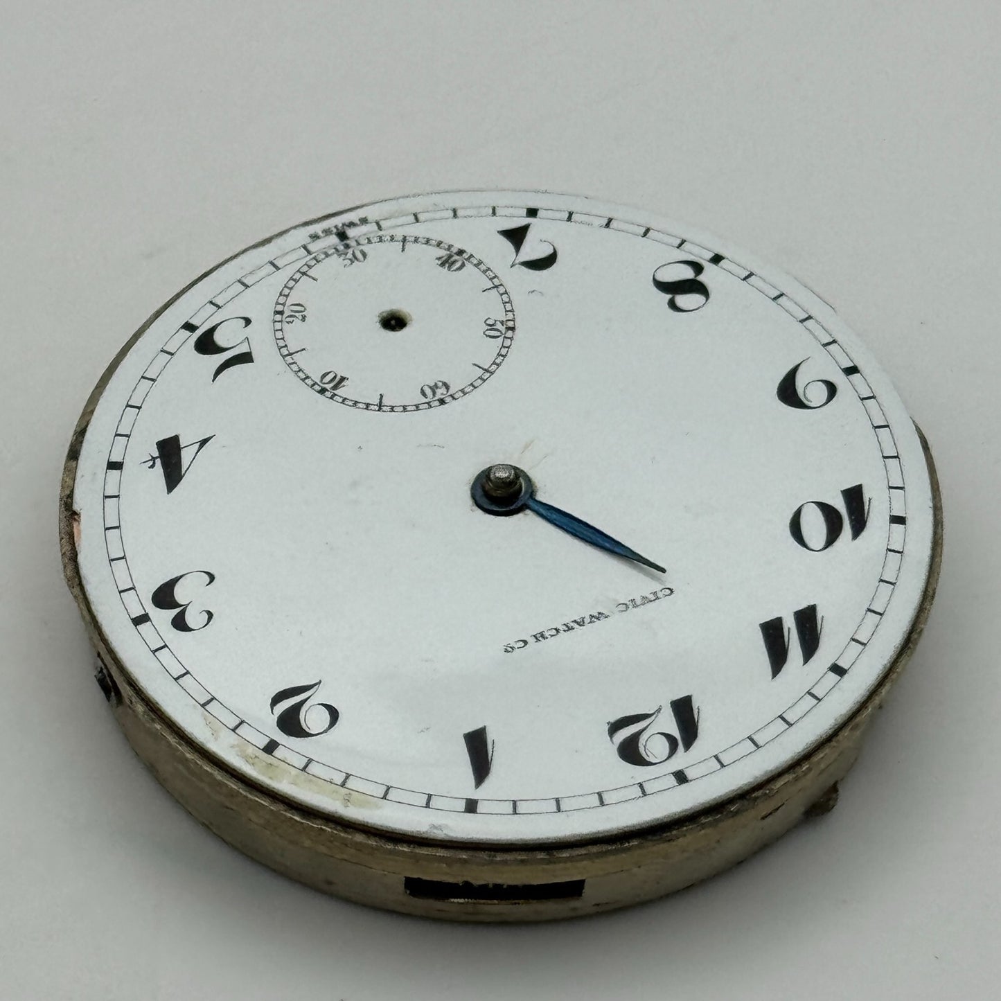 42.8mm Vintage Civic Watch Co 7 Jewels Swiss Hunter Pocket Watch Movement PARTS