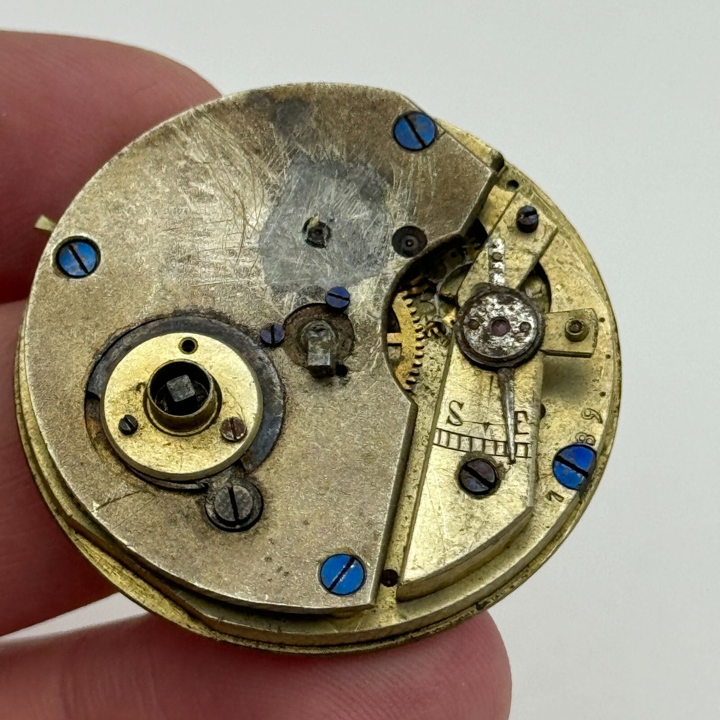 36.2mm Antique Key Wound Partial Pocket Watch Movement PARTS REPAIR SPARES