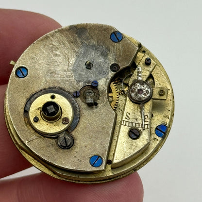 36.2mm Antique Key Wound Partial Pocket Watch Movement PARTS REPAIR SPARES