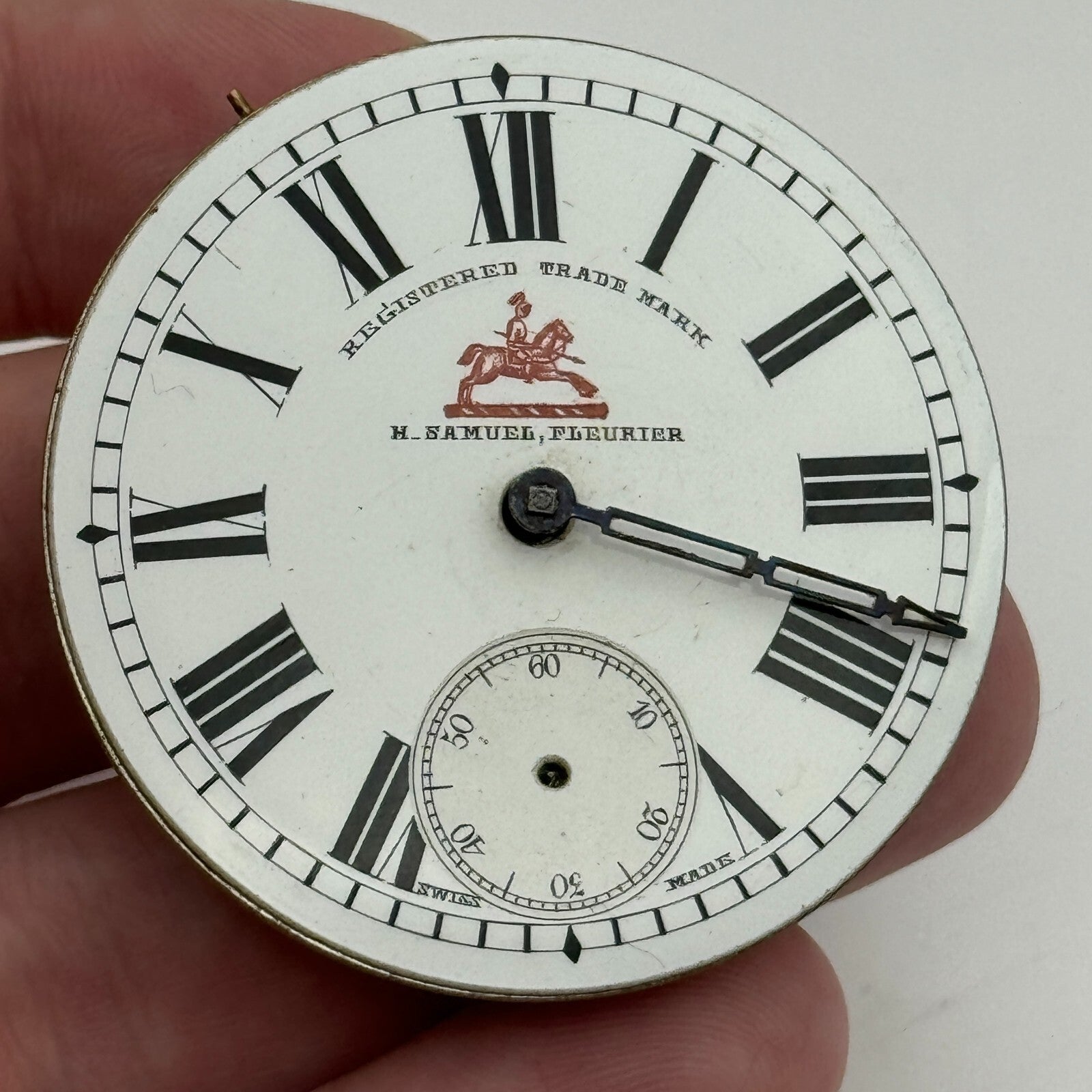 45.7mm Antique H Samuel Fleurier Key Wound Pocket Watch Movement PARTS REPAIR