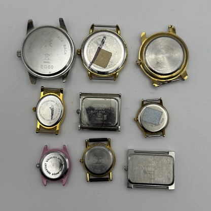 Bundle Of 9 Quartz Watches Modern / Vintage Untested Parts / Repair / Crafts