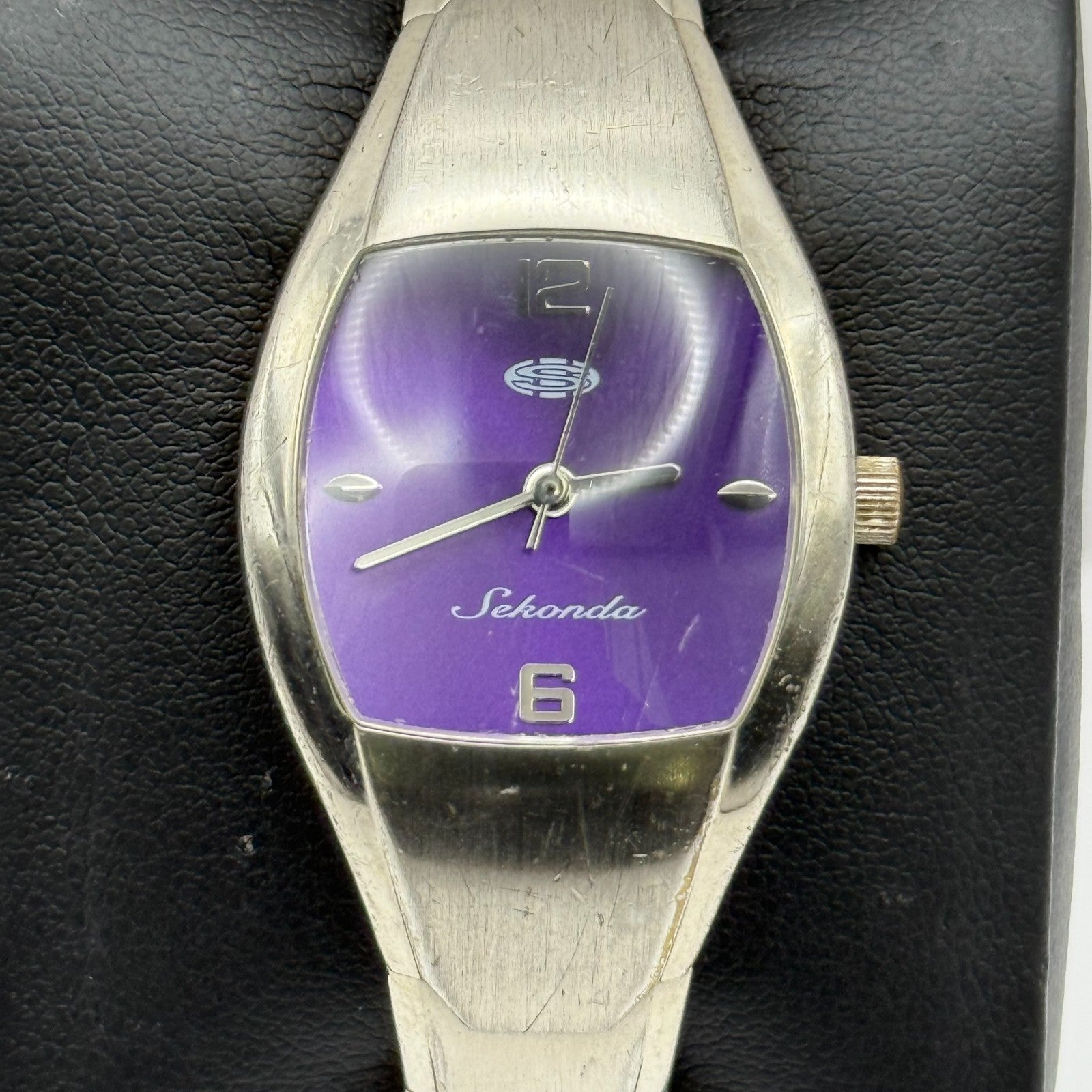 Sekonda Ladies Quartz Watch Purple Dial Silver Tone Bracelet Steel Working 24mm