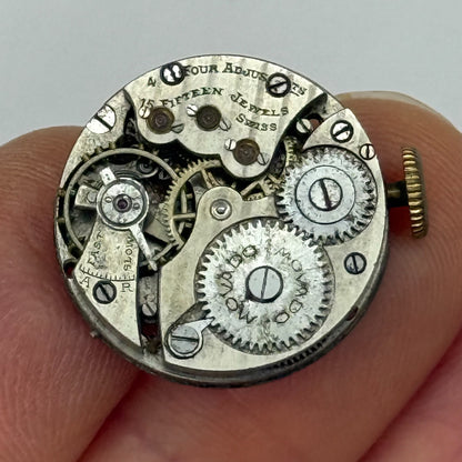 20.2mm Vintage Movado 15 Jewels Manual Wind Watch Movement PARTS REPAIR