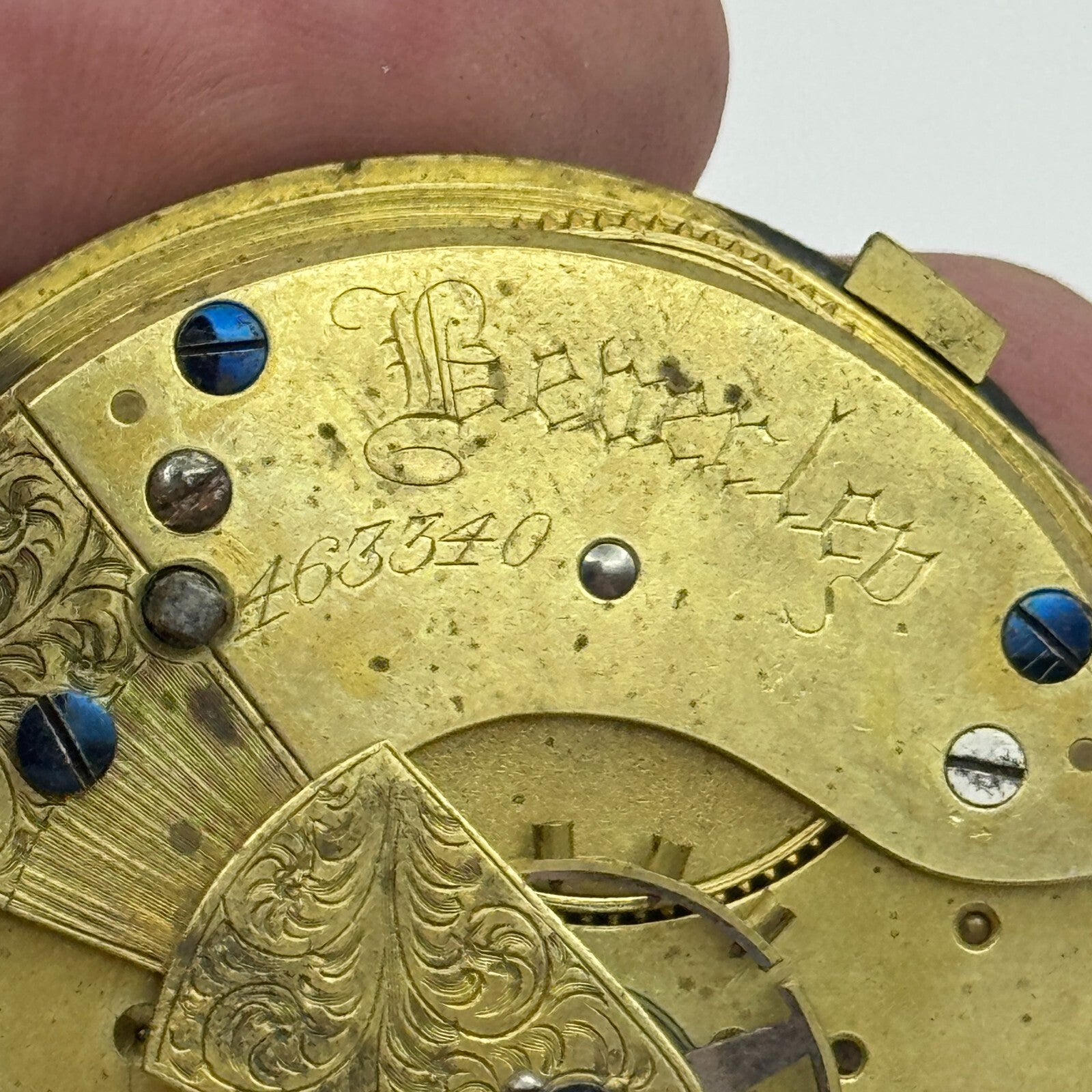 46.6mm Richard Grunert Beverley Antique Key Wound Pocket Watch Movement PARTS