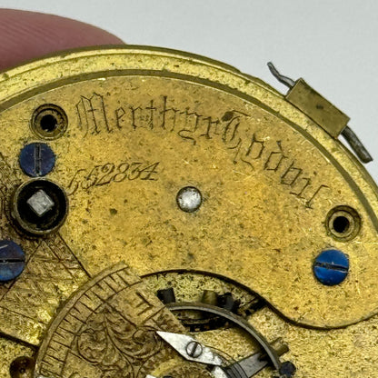 44.8mm Antique J D Williams & Son Merthyr Tydvil Pocket Watch Movement PARTS