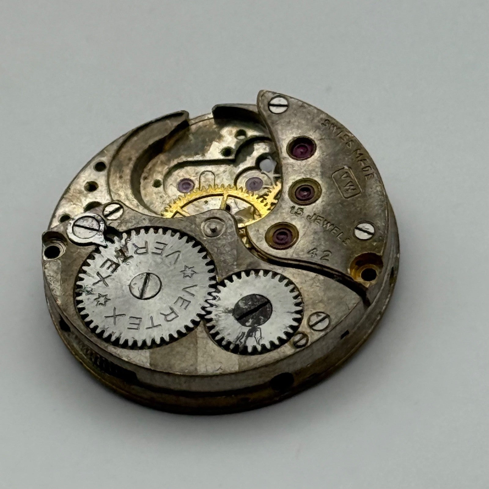 Vertex Revue 42 Watch Movement Manual Vintage Incomplete Parts Repair 19.6mm