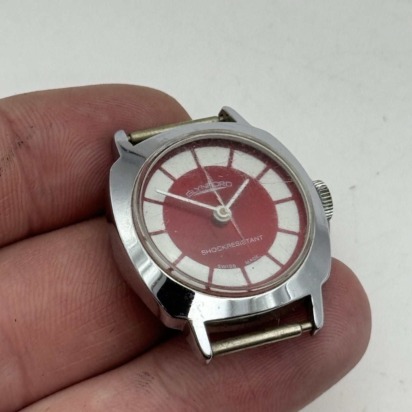 26mm Ladies Manual Wind Glynford Basis Red DialSwiss Watch FOR PARTS TO RESTORE