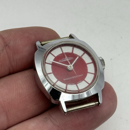 26mm Ladies Manual Wind Glynford Basis Red DialSwiss Watch FOR PARTS TO RESTORE