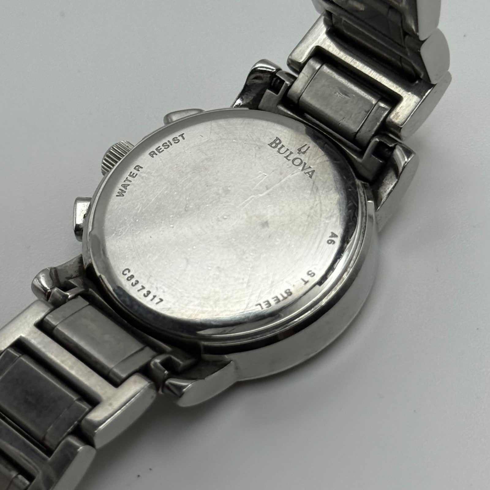 Bulova Swiss Chronograph Watch Quartz Date Dial 29mm C837317 Bracelet Ladies