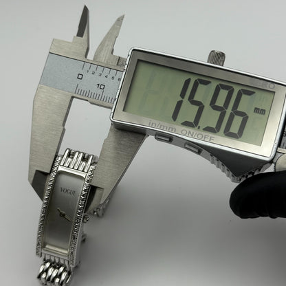 Vogue Ladies Quartz Watch Rectangular Silver Tone Bracelet 16mm PARTS REPAIR