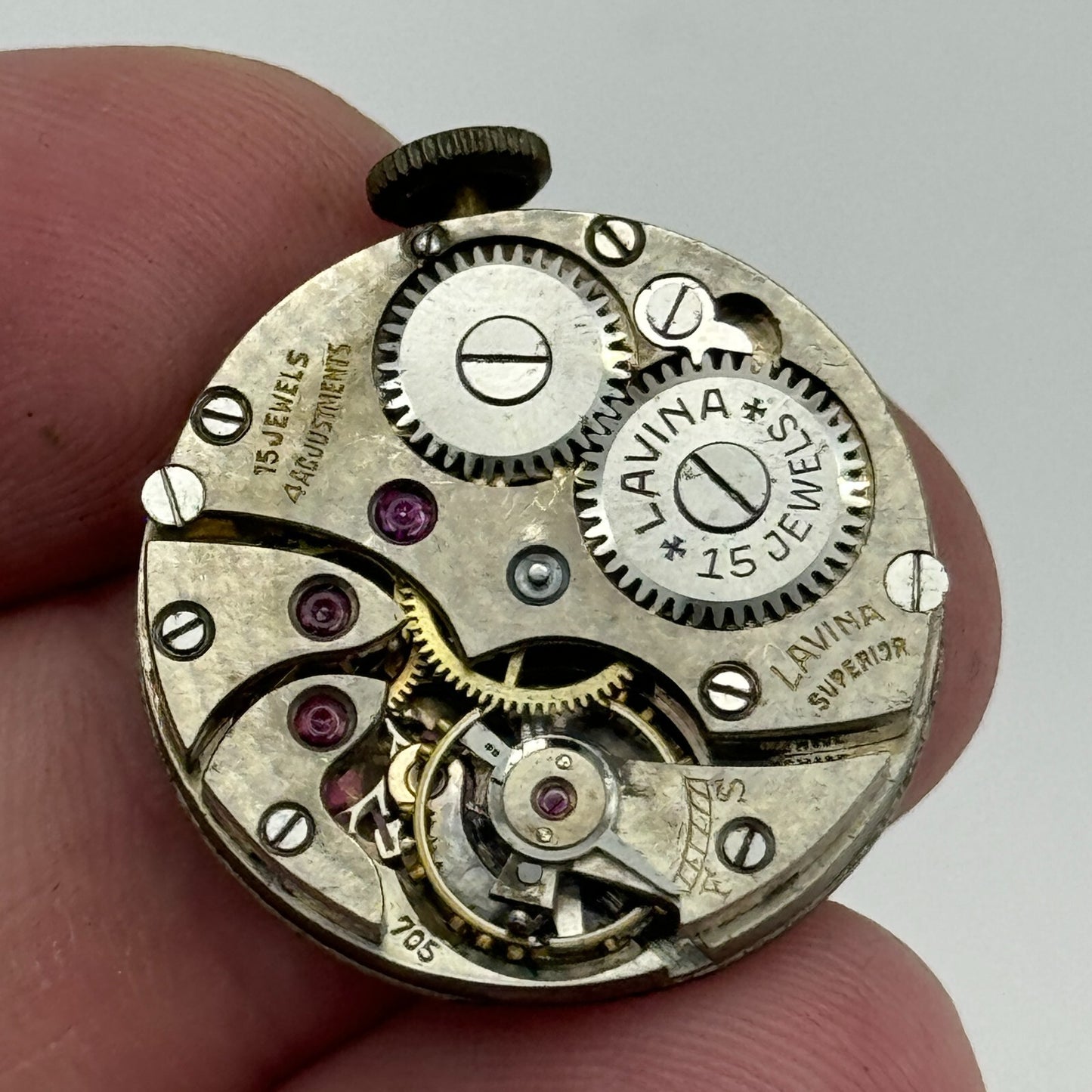 23.6mm Running Lavina Cal 705 Manual Wind Watch Movement Swiss Vintage PARTS