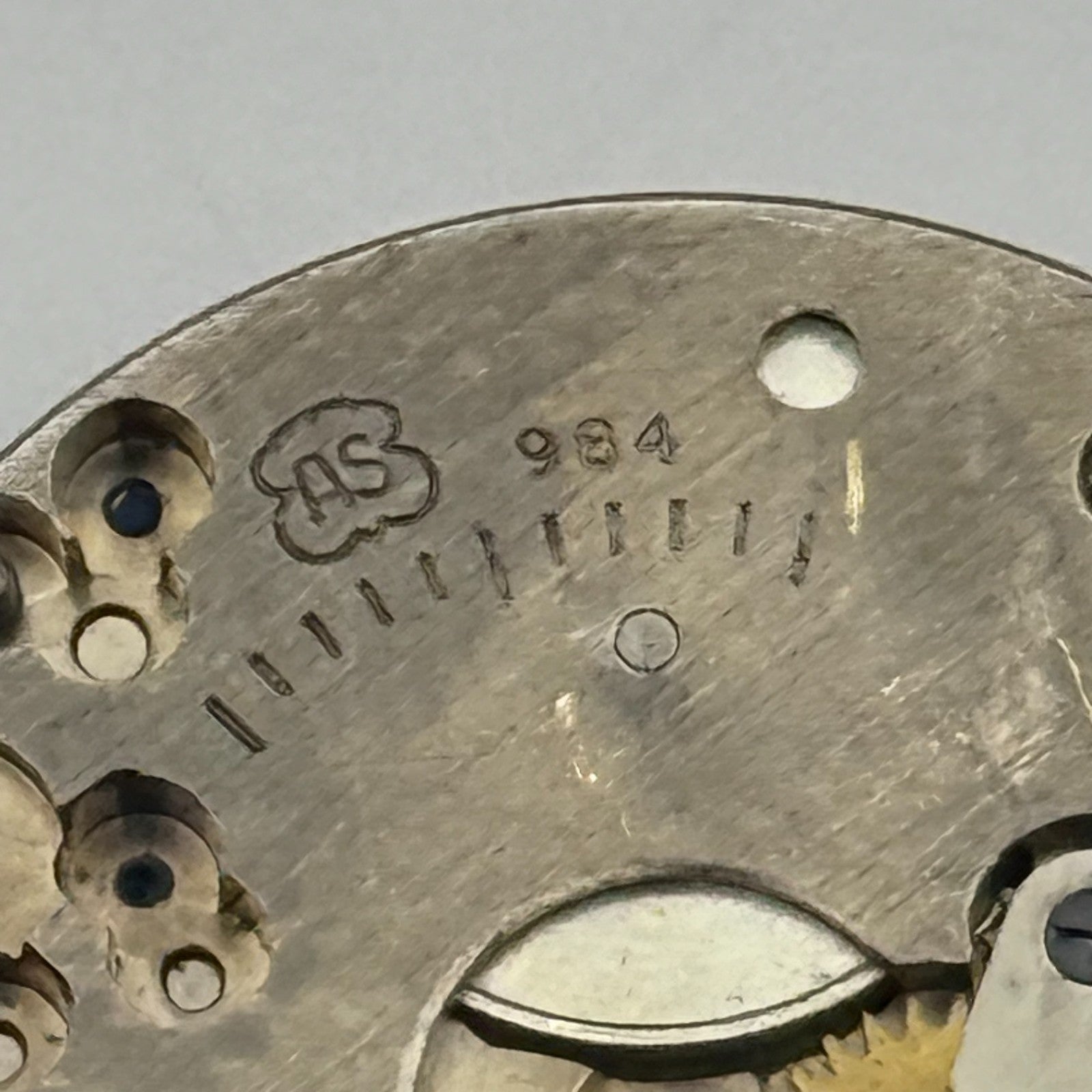 AS 984 Watch Movement Manual Wind Vintage Swiss 15 Jewels Parts Repair 23.7mm
