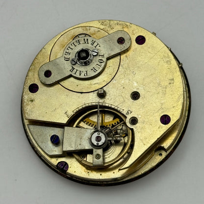 46.4mm Antique Four Pair Jewelled Unique Key Wound Pocket Watch Movement PARTS