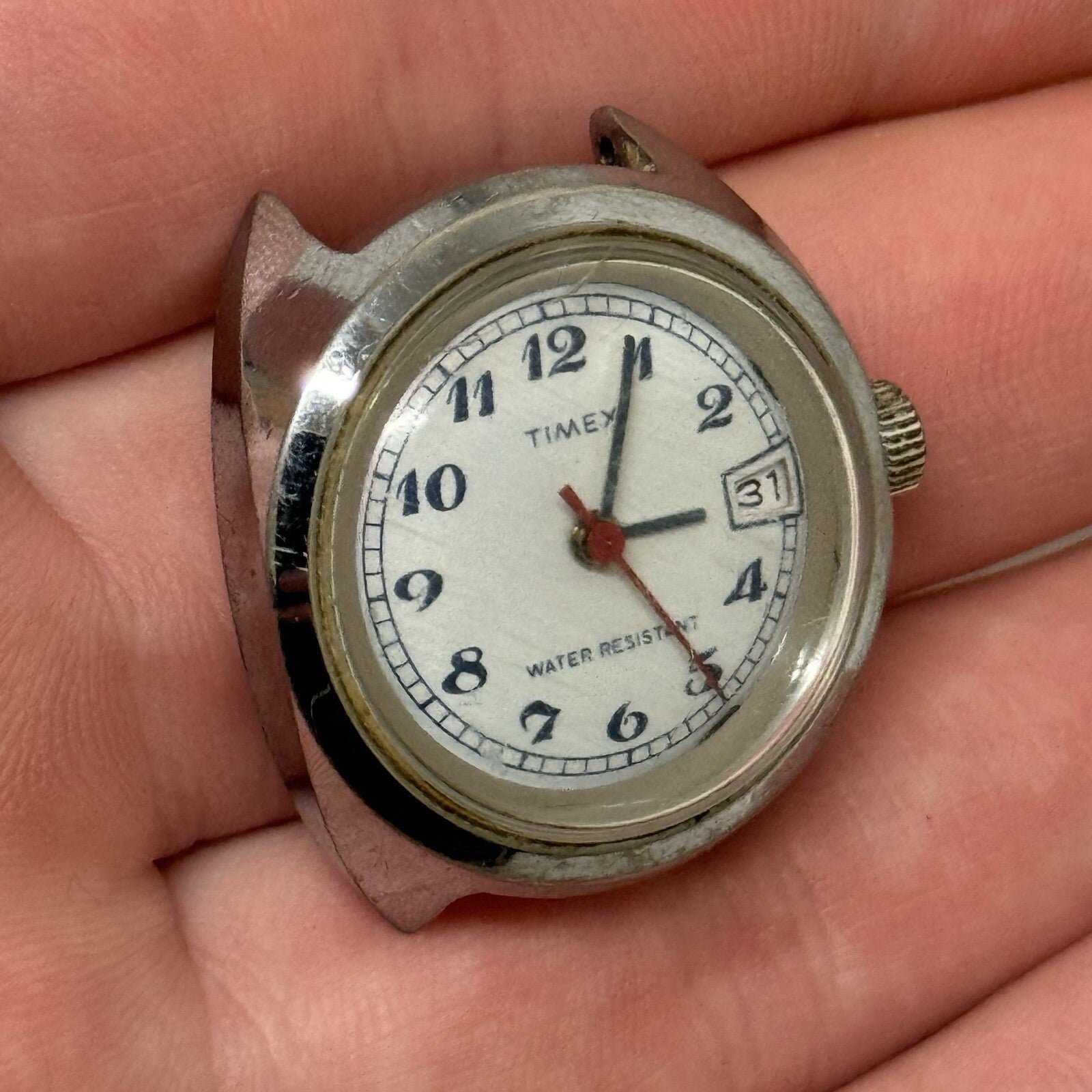 27mm Ladies Timex Sweep Seconds Date Dial GB Made Watch Head TO RESTORE