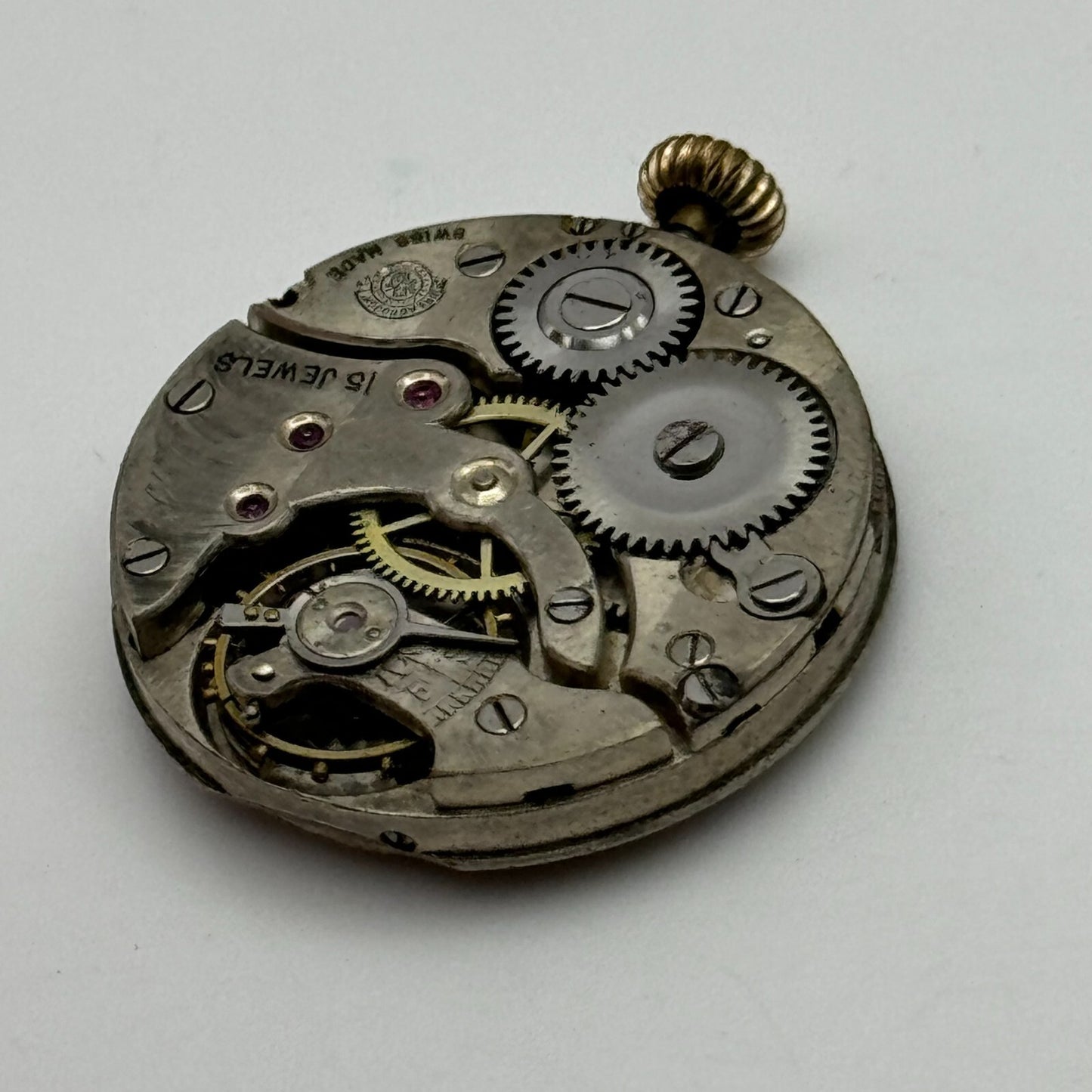 25mm Dreadnought Balance Ok Trench Watch Movement 15 Jewels Vintage Swiss PARTS