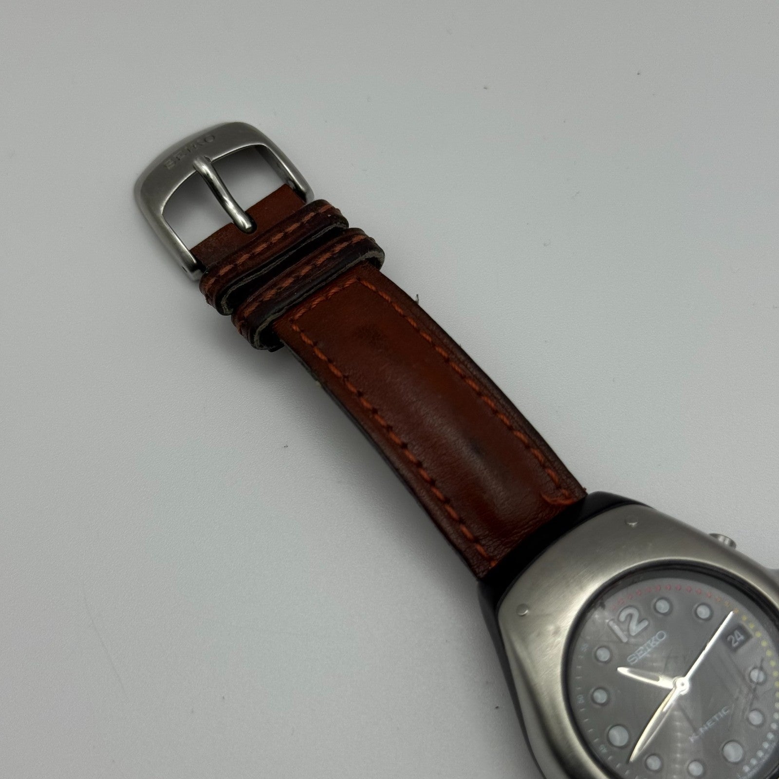 Seiko Kinetic Arctura Quartz Watch 3M22-0D40 Date Dial Japan 34mm PARTS REPAIR