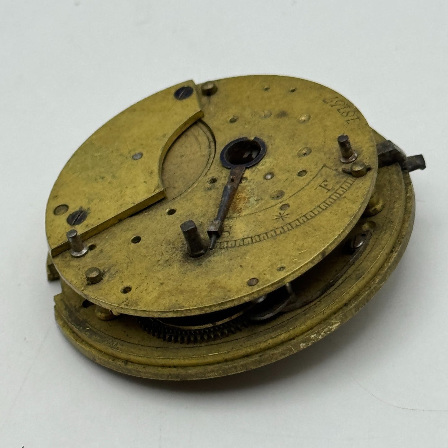 Fusee Pocket Watch Movement Antique English Key Wound Parts Repair Spares 46.4mm