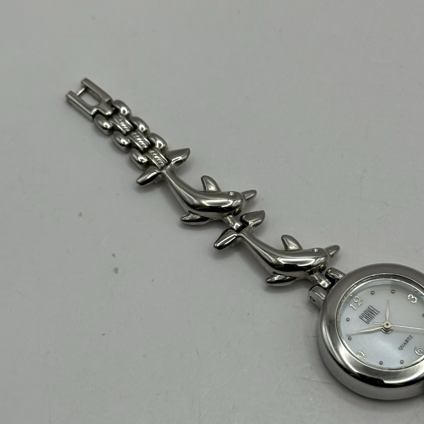 22mm Working Ladies Carvel Dolphin Stainless Steel Quartz Watch 5.75 Inches