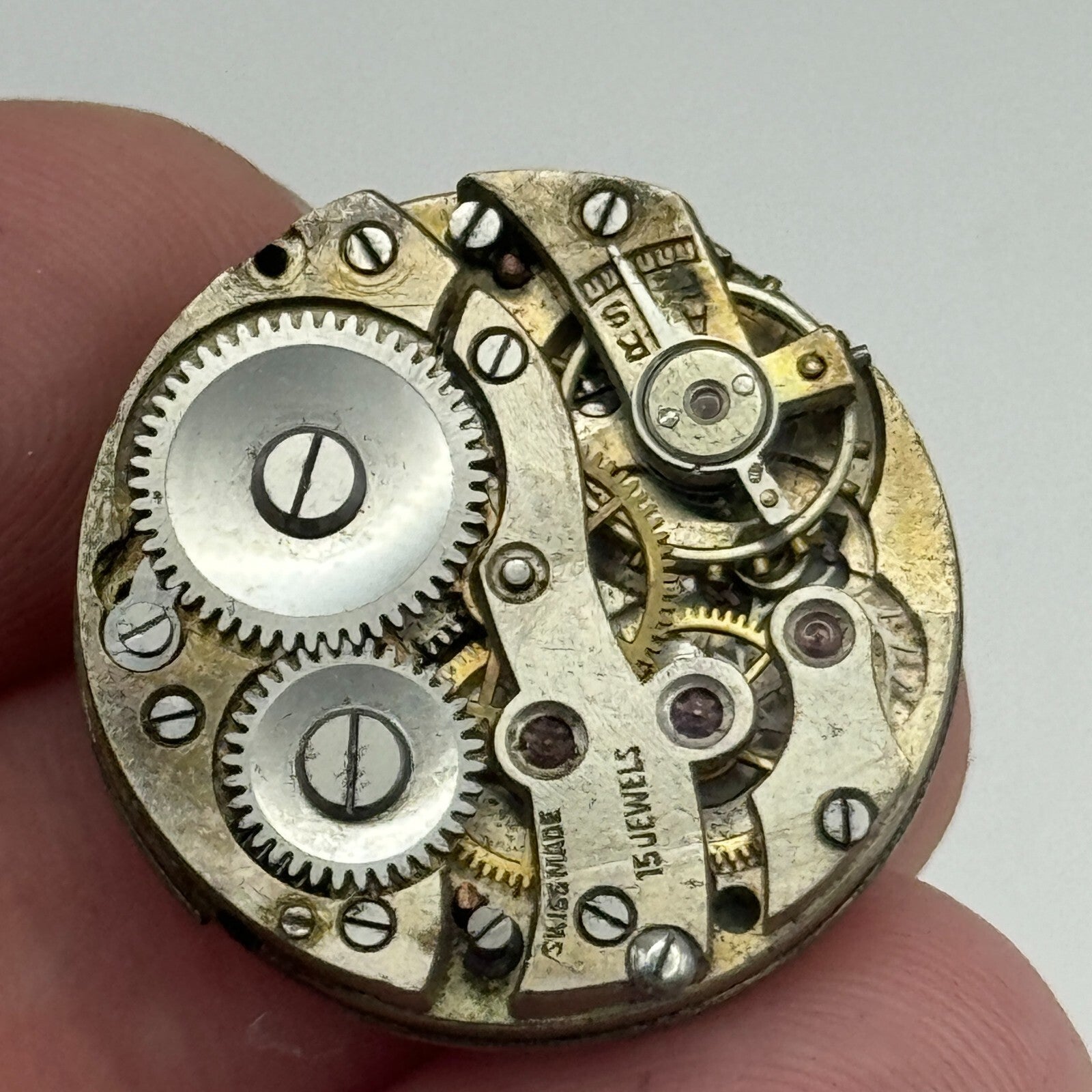 23.7mm 15 Jewels Porcelain Dial Swiss Trench Watch Movement Manual Wind PARTS