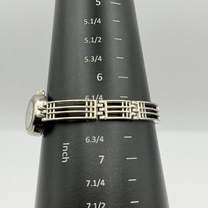 Ladies Quartz Watch Oval White Dial Silver Tone Bracelet Working 18mm 6 Inches