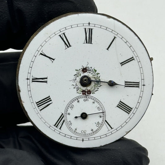 36.1mm Beautiful Patterned Dial Cylinder Pocket Watch Movement FOR PARTS
