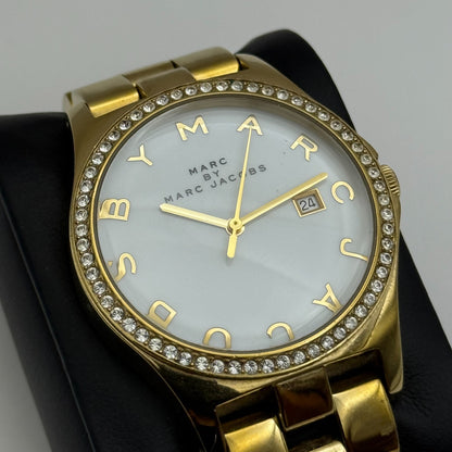 39mm Working Ladies Marc By Marc Jacobs White Date Dial Quartz Watch 5.25 Inches