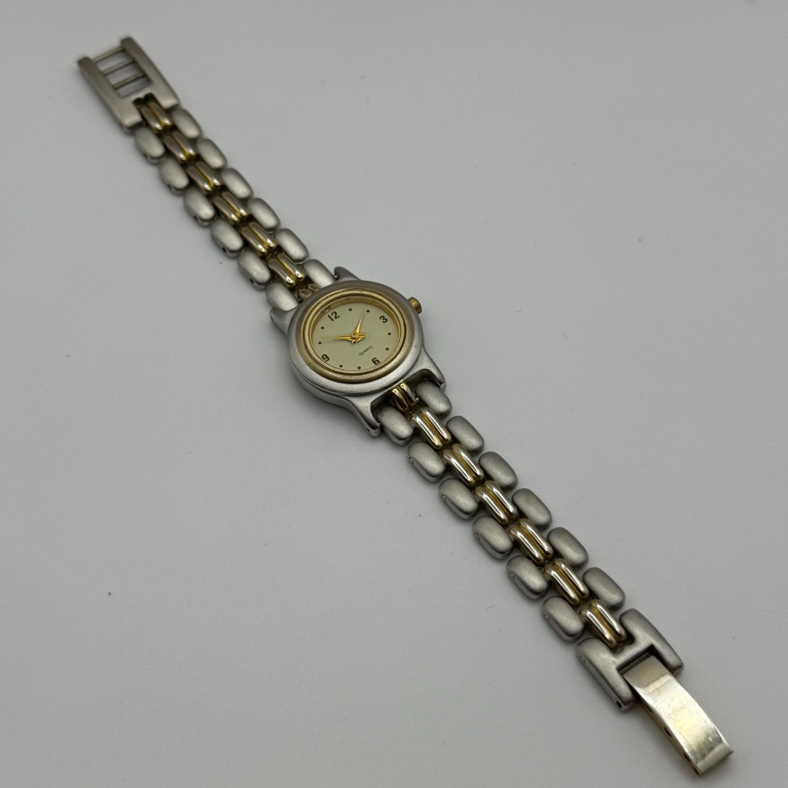 25mm Working Ladies Yves Rocher Two Tone Quartz Bracelet Watch 6.5 Inches
