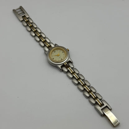 25mm Working Ladies Yves Rocher Two Tone Quartz Bracelet Watch 6.5 Inches