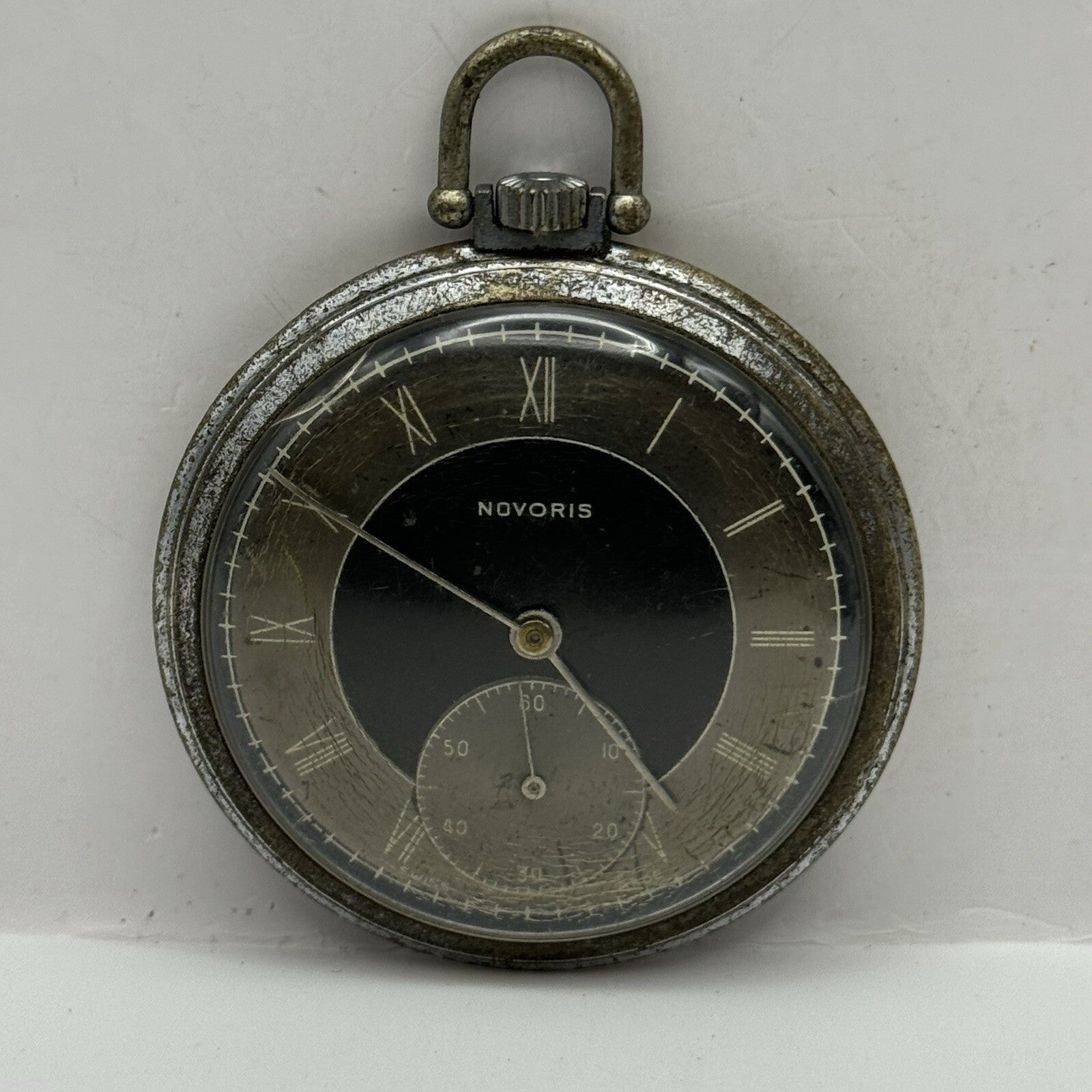 50mm Art Deco Novoris Cal 132 Black Dial + Sub Dial Roman Numerals Parts Repair